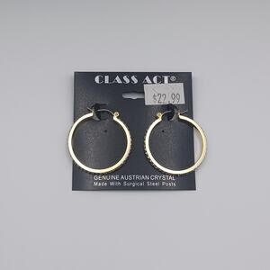 Class Act Gold Tone Austrian Crystal Hoop Earrings